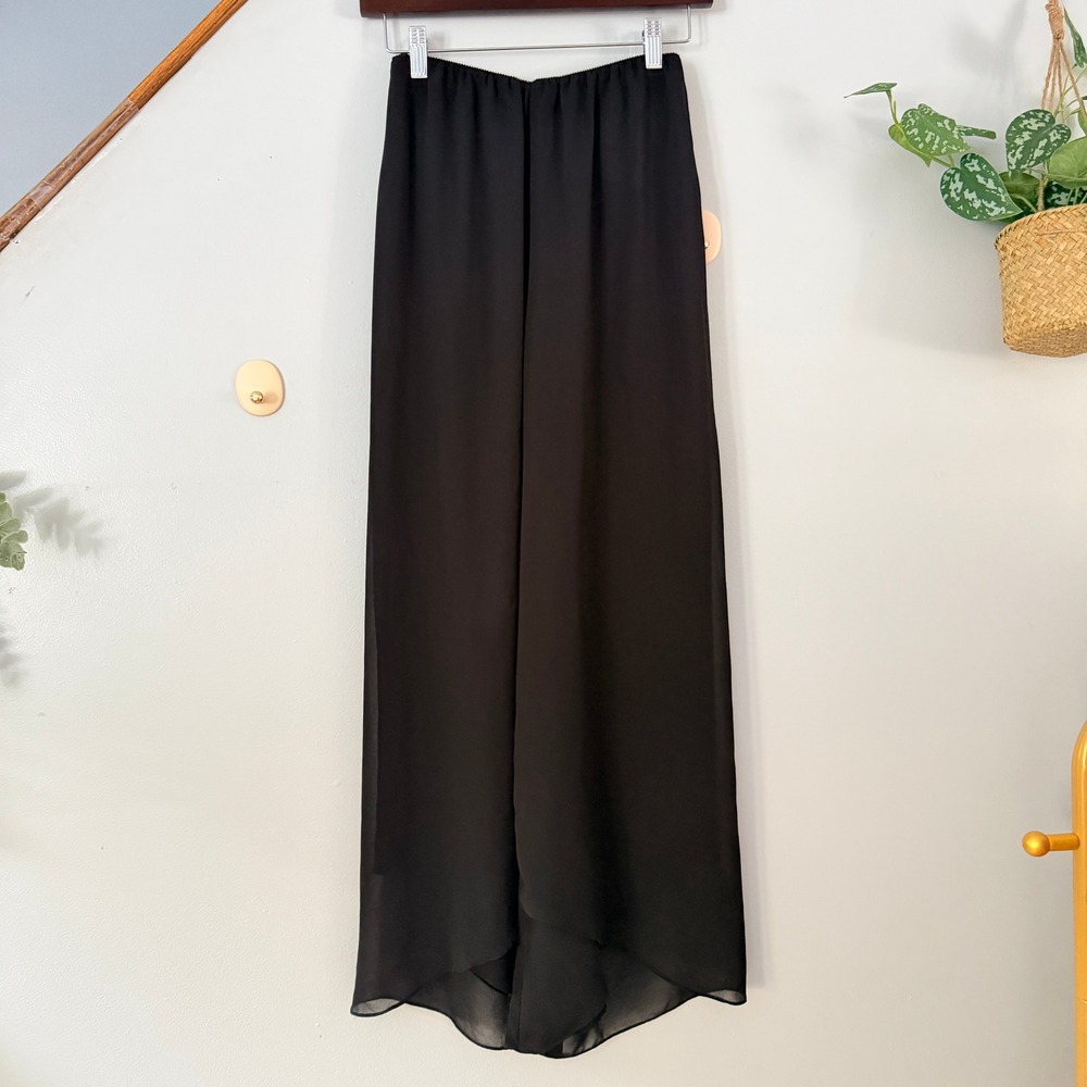 Atelier Danielle Petite Black Wide Leg Minimalist Palazzo Pants Nordstrom Goth